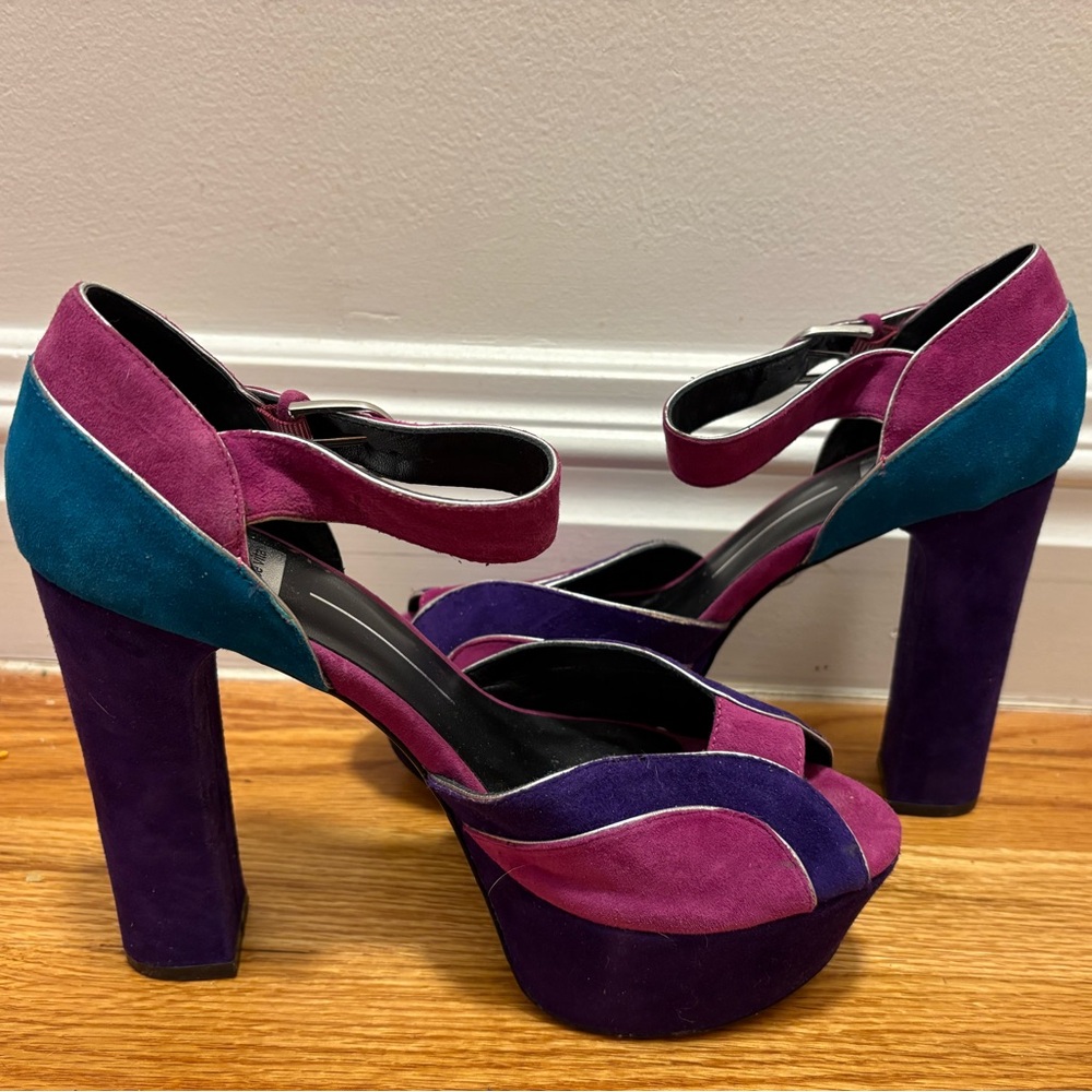 Dolce Vita Babette magenta and purple teal suede Platform Heels size 8 women